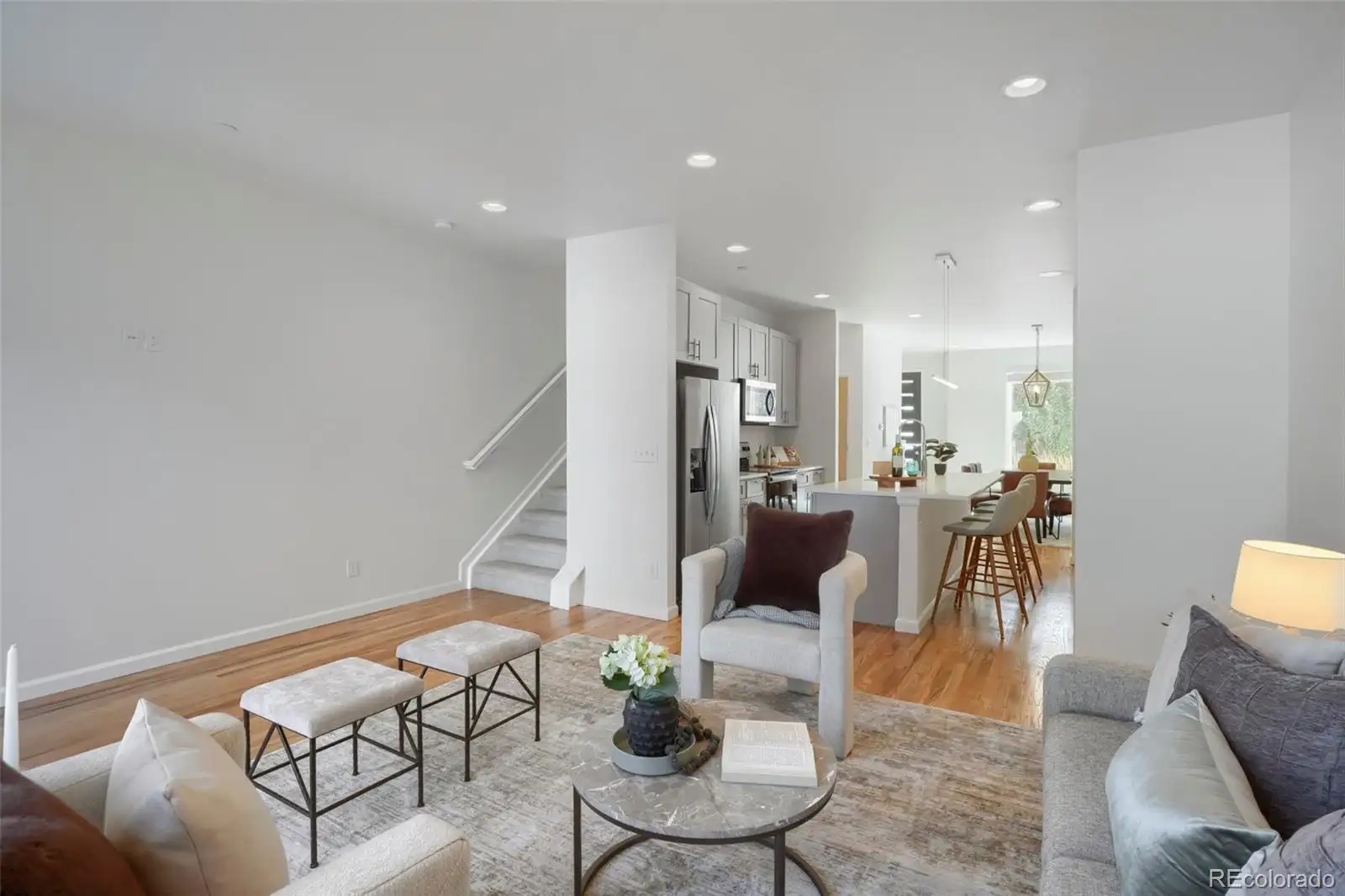 Living area with the staircase beyond