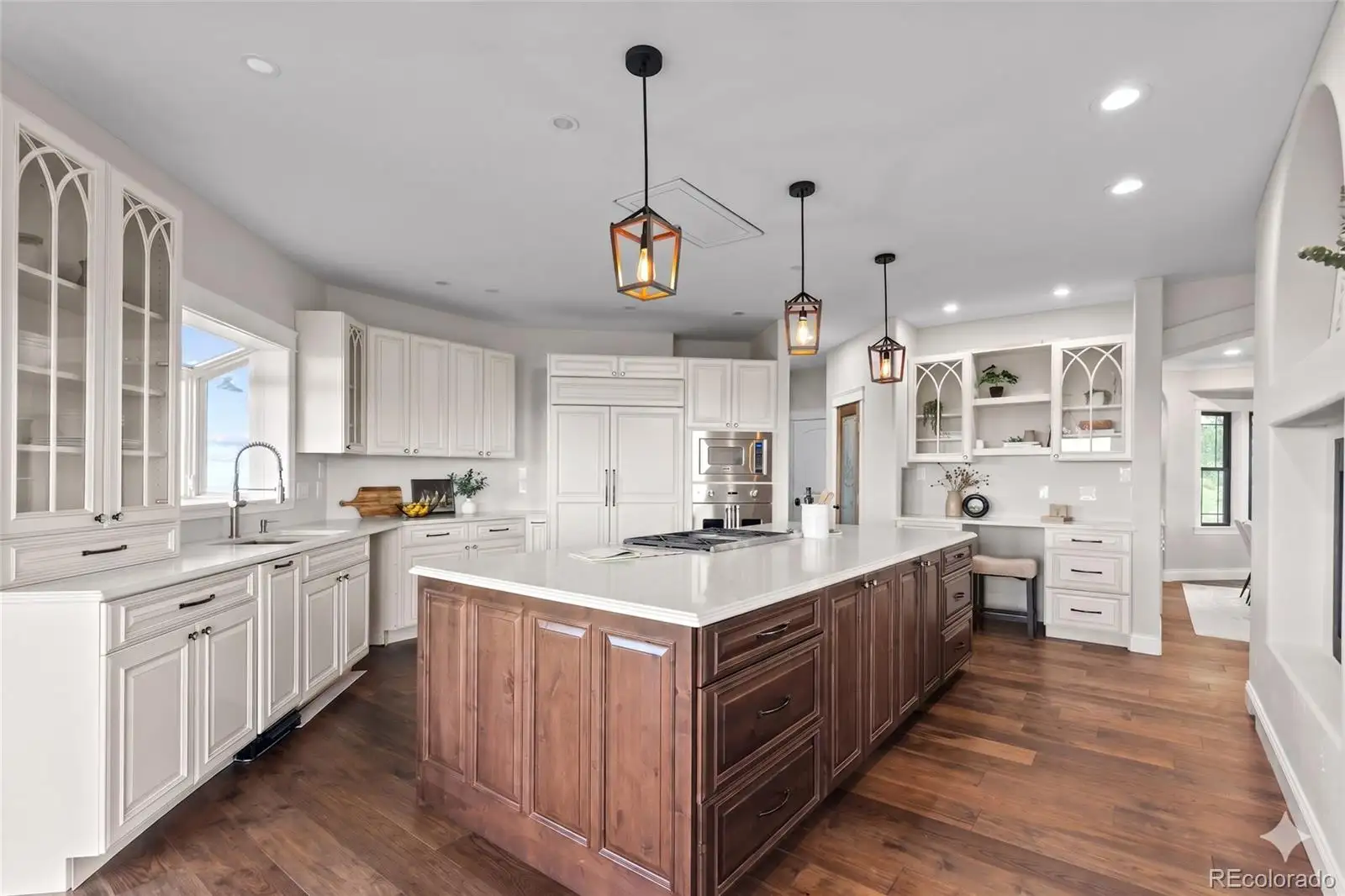 Kitchen island with pendant lights
