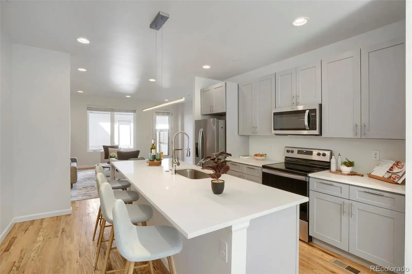 Kitchen with a white island